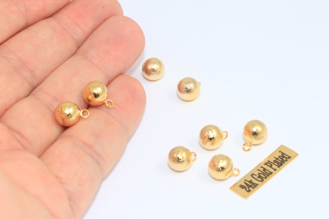 8x11mm 24k Shiny Gold Ball Beads, Ball Pendant, Drop Ball ,  MLS726
