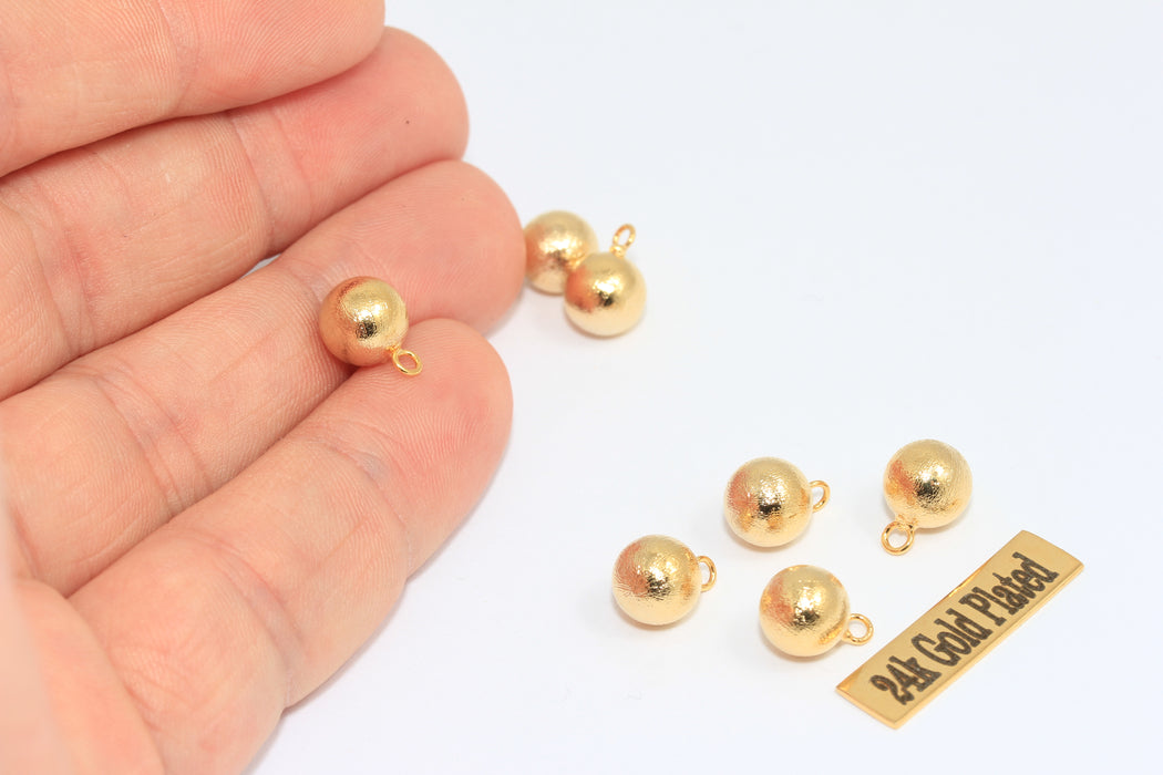8x11mm 24k Shiny Gold Ball Beads, Ball Pendant, Drop Ball ,  MLS726