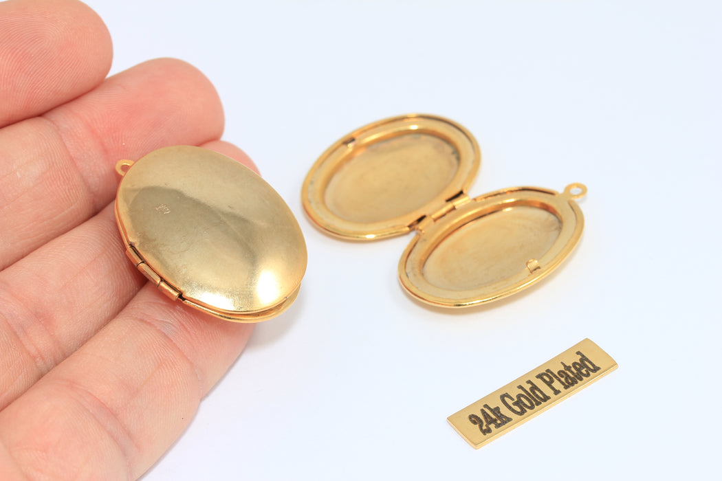 23x33mm 24k Shiny Gold Locket Frame, Engraving Locket, MLS705