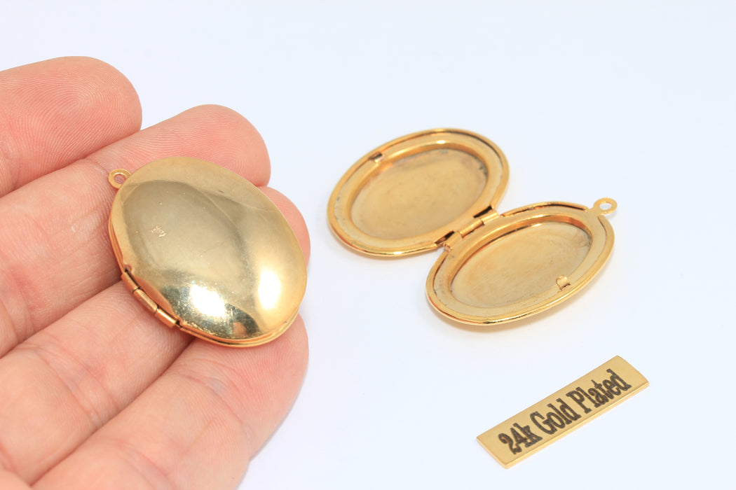 23x33mm 24k Shiny Gold Locket Frame, Engraving Locket, MLS705