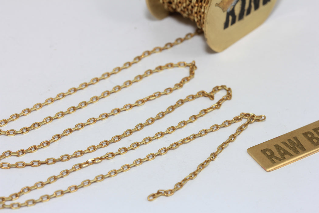 1,2mm Raw Brass Cable Rolo Chains, Soldered Chains, Bulk Lot Chains, THE23