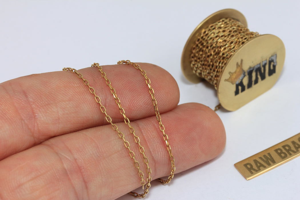 1,2mm Raw Brass Cable Rolo Chains, Soldered Chains, Bulk Lot Chains, THE23