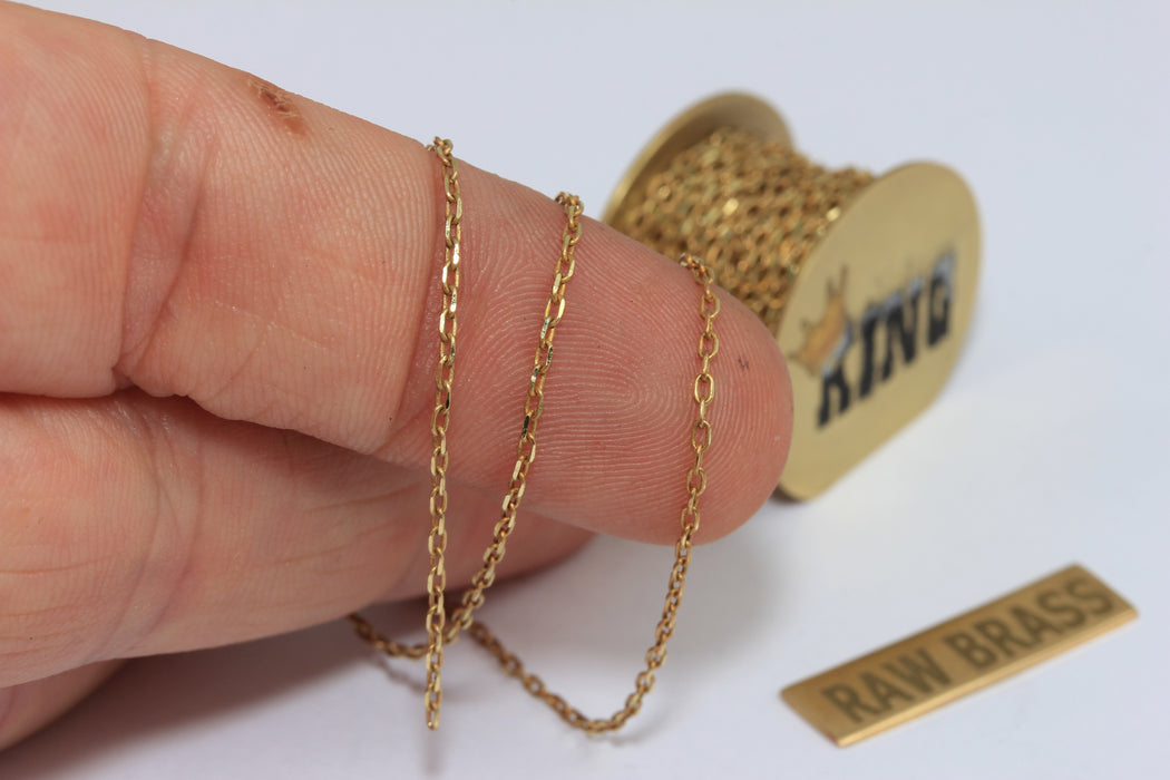 1,2mm Raw Brass Cable Rolo Chains, Soldered Chains, Bulk Lot Chains, THE23