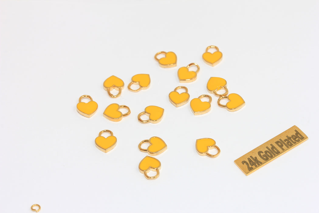 7x9mm 24 Ayar Parlak Altın Kalp, Sarı Kalp Kolye, Altın BRT419