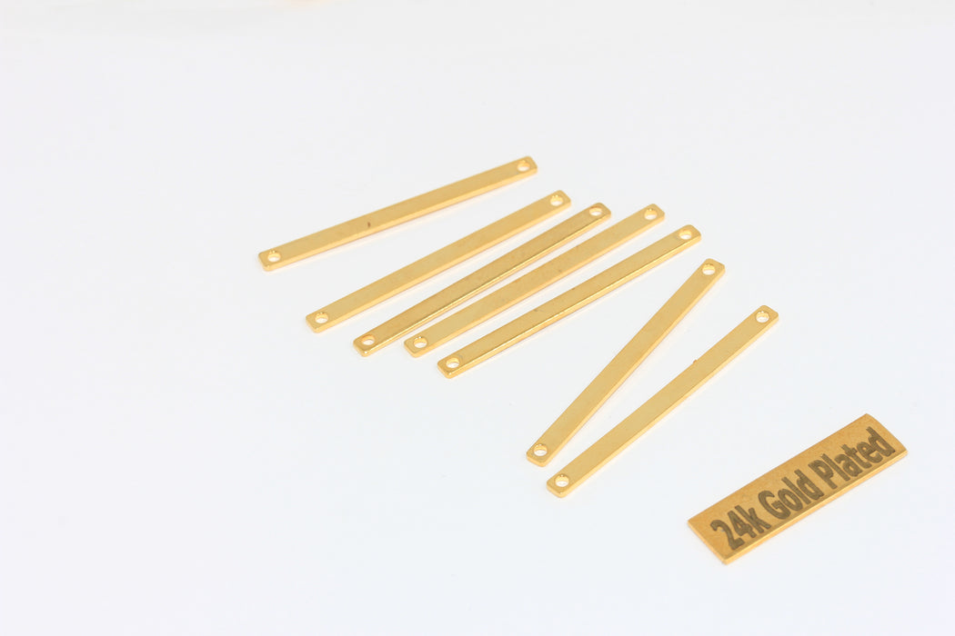 2,5x30mm 24k Shiny Gold Two Hole Bar, Connector  Bar Charms, BRT421
