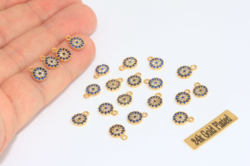 7x10mm 24 ayar Parlak Altın Nazar Boncuğu, Mikro Döşeme Nazar Boncuğu, Damla MLS671