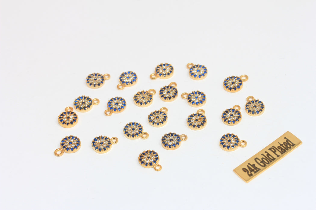 7x10mm 24 ayar Parlak Altın Nazar Boncuğu, Mikro Döşeme Nazar Boncuğu, Damla MLS671