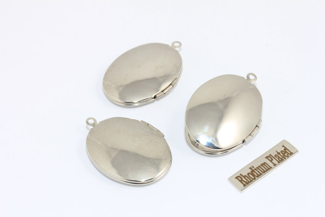 23x33mm Rhodium Plated Engraving Oval Locket Frame Pendant, Vintage Locket, MLS703
