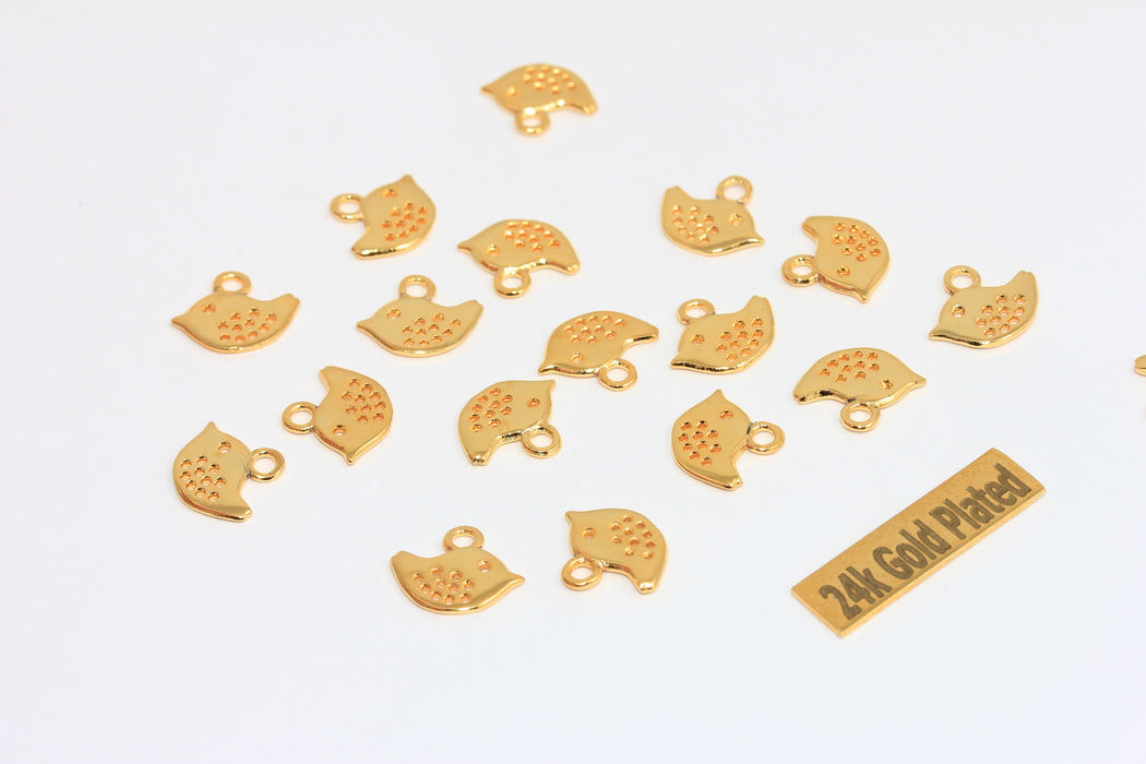 12x10mm 24k Shiny Gold Finch Charms, Bird Charms,  BRT398