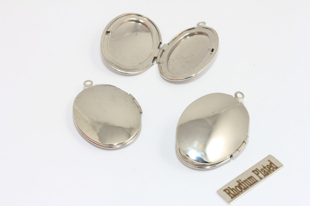 23x33mm Rhodium Plated Engraving Oval Locket Frame Pendant, Vintage Locket, MLS703