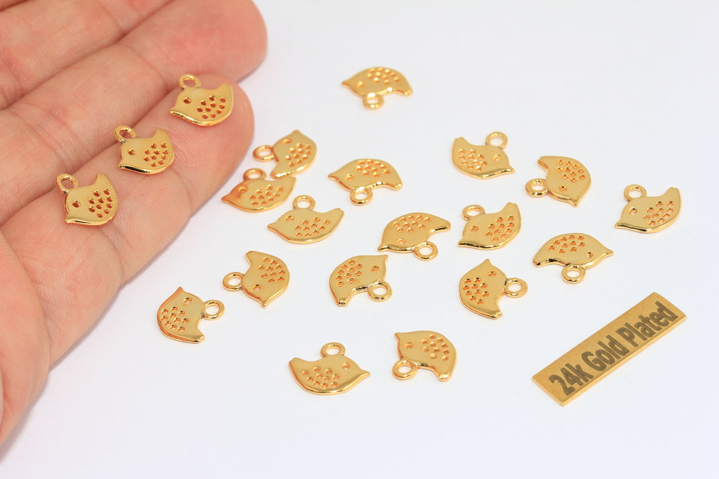 12x10mm 24k Shiny Gold Finch Charms, Bird Charms,  BRT398