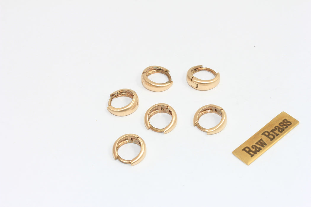 12 mm Ham Pirinç Küpeler, Küçük Kulplu Halka Küpeler, MLS643