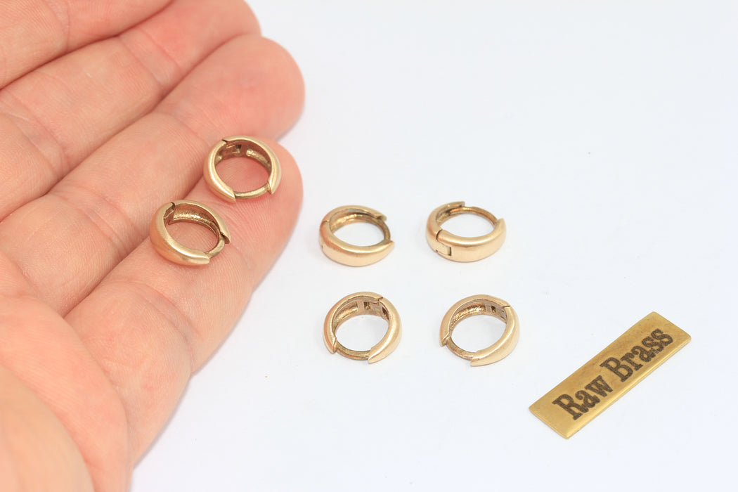 12 mm Ham Pirinç Küpeler, Küçük Kulplu Halka Küpeler, MLS643