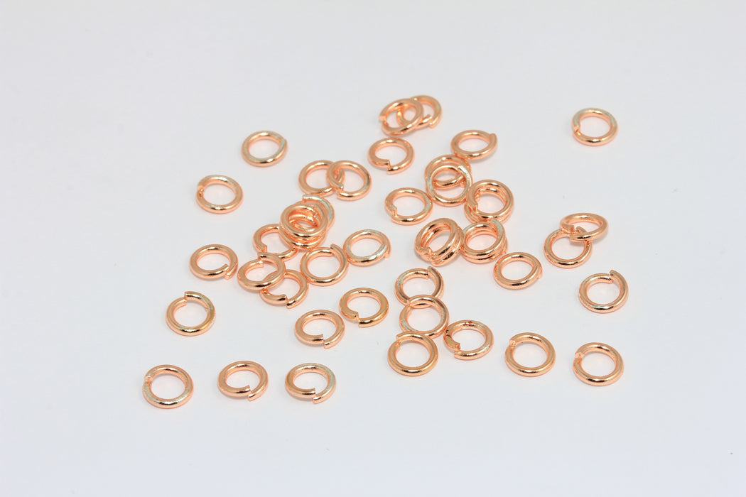 7mm Rose Gold Plated Jump Rings, Connector, Open Jump Rings, Bulk Rose Gold Jump Rings,BRT402