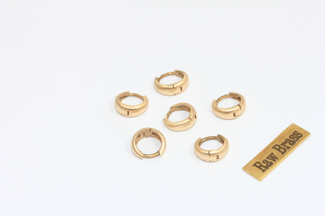 12 mm Ham Pirinç Küpeler, Küçük Kulplu Halka Küpeler, MLS643