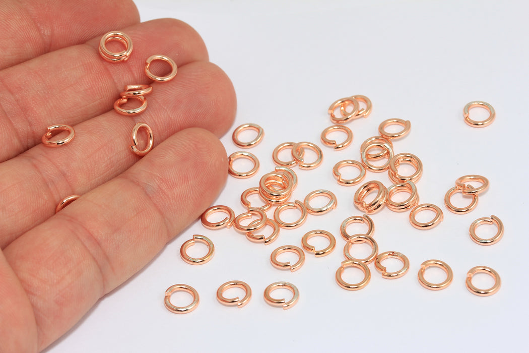 7mm Rose Gold Plated Jump Rings, Connector, Open Jump Rings, Bulk Rose Gold Jump Rings,BRT402
