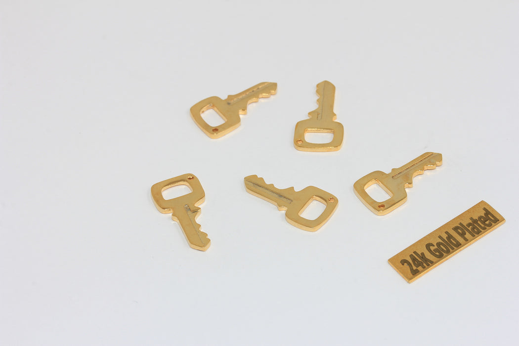 10x20mm 24k Shiny Gold Key Charms, Key Pendant, Key, BRT351