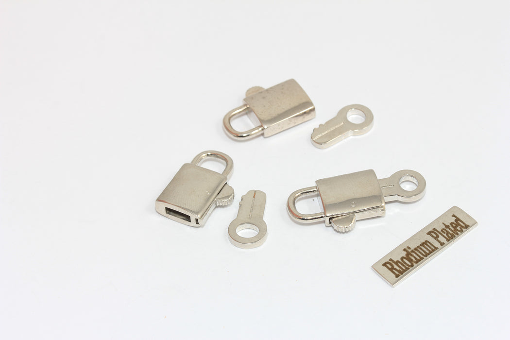 11x28mm Rhodium Plated Padlock Charms, Mini Lock, Padlock With Key, Love Lock, MLS544