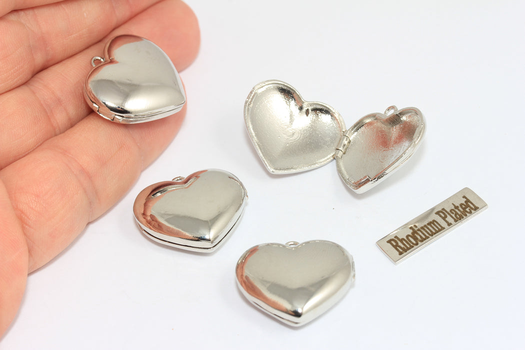 22x24 mm Rodyum Kaplama Kalp Madalyon Kolye, Kalp Kolye, Kalp Tılsımı, Aşk Tılsımları, Gümüş Kaplama Kolye, MLS539