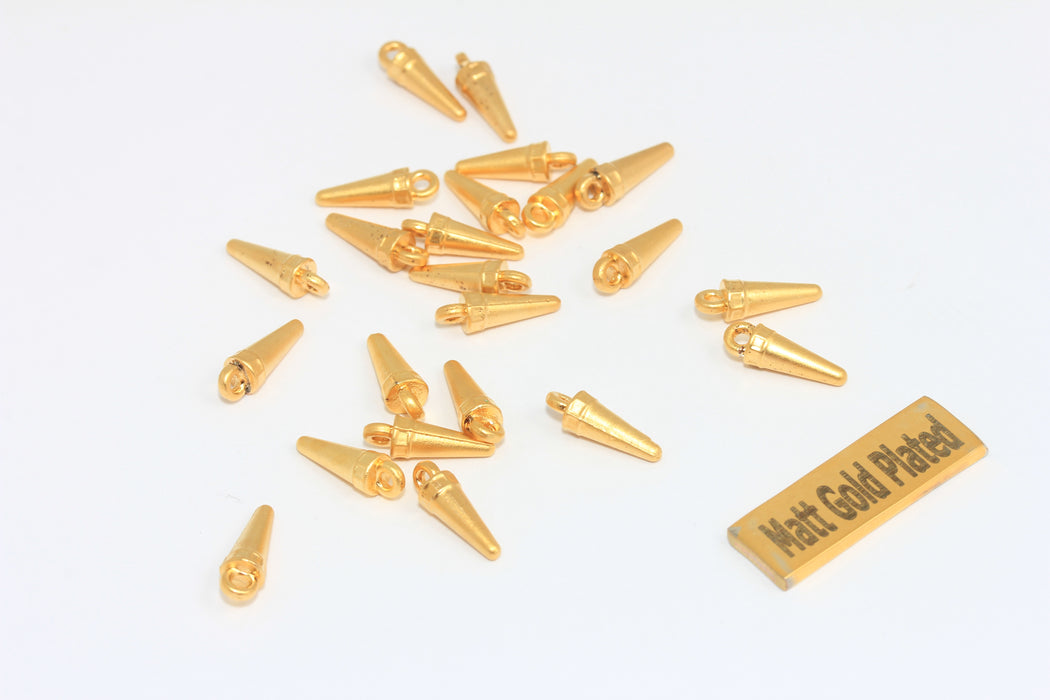4x10mm 24k Matt Gold Drop Charms, Mini Drop Charms, Spike Charms, BRT372