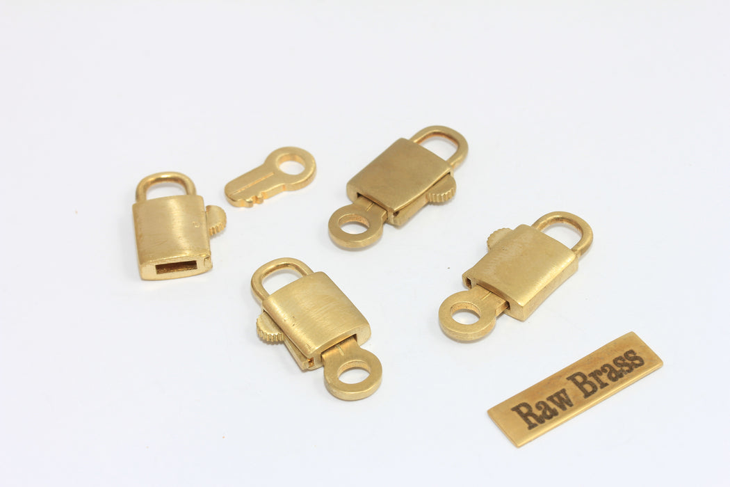 12x25 mm Ham Pirinç Asma Kilit Tılsımı, Anahtarlı Mini Kilit, Pirinç Asma Kilit Kolye, MLS549