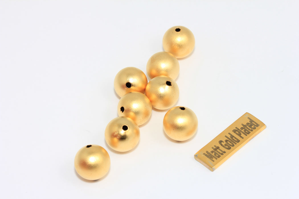 12mm 24k Matt Gold Ball Beads, Round Ball Spacer Beads, BRT381