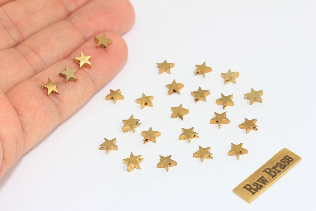 6 mm Ham Pirinç Yıldız Boncuklar, Yıldız Bilezik Takıları, Kayar Boncuklar, MLS838