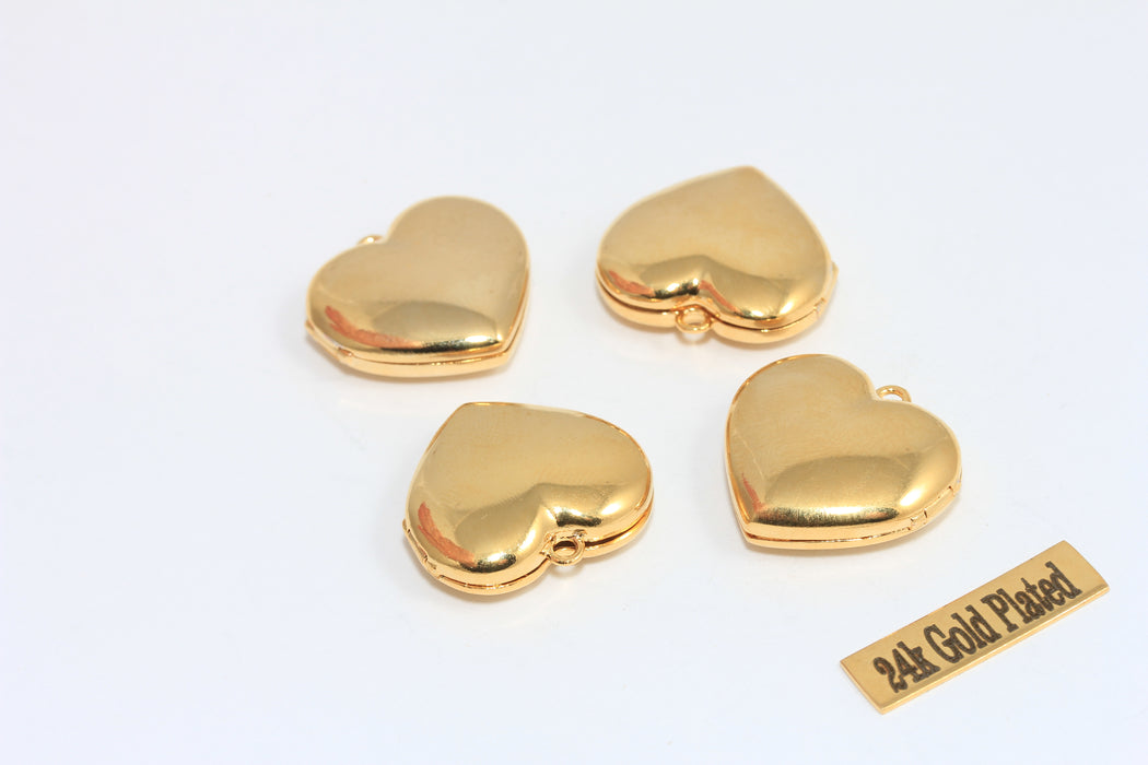 22x24mm 24 Ayar Parlak Altın Kalp Madalyon Kolye, Kalp, Altın MLS528