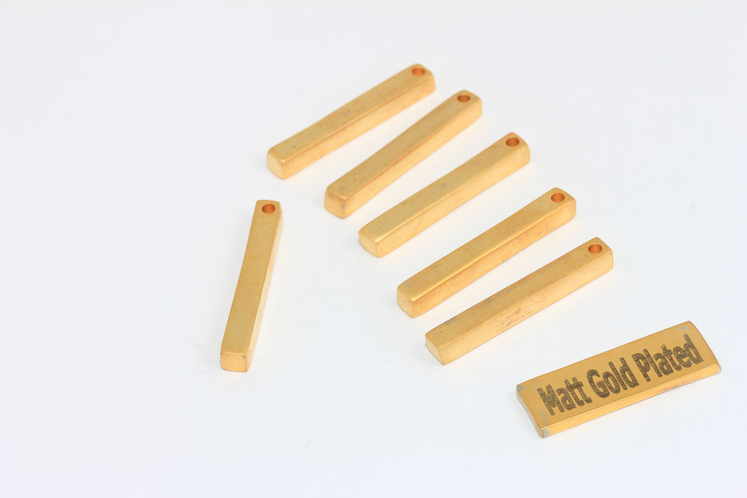 4x30mm 24 Ayar Mat Altın Külçe Charms, Külçe Kolye, Kare BRT397