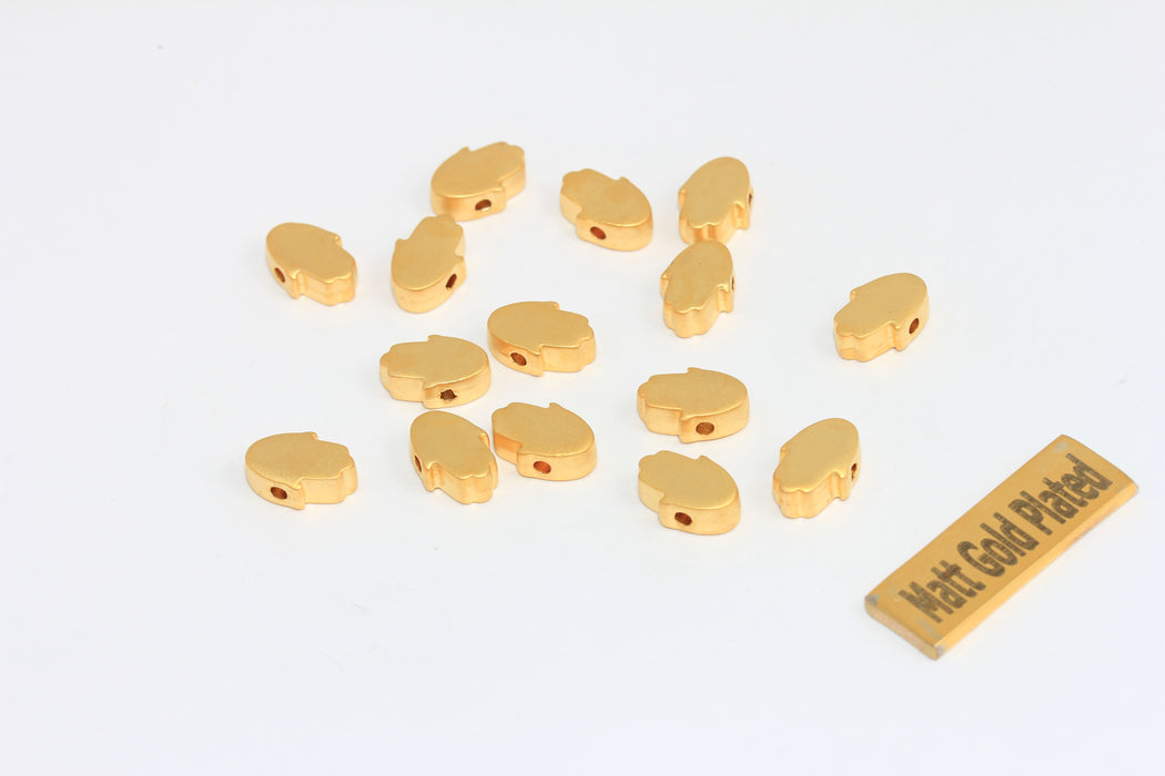 7x10mm 24k Matt Gold Hamsa Charm, Gold Hamsa Jewelry BRT342