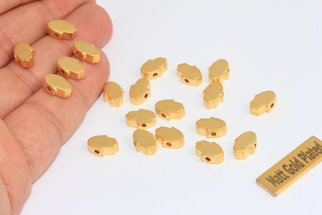 7x10mm 24k Matt Gold Hamsa Charm, Gold Hamsa Jewelry BRT342