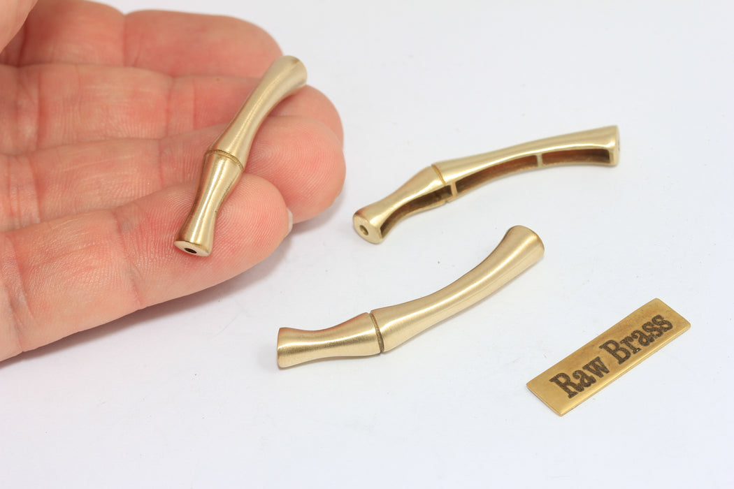 Ciondolo a forma di osso in ottone grezzo 4x44 mm, ciondolo per collana in bambù, barretta per bracciale, ciondolo a forma di scheletro, MLS642