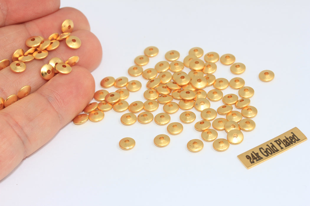2x6mm 24k Matt Gold Spacer Beads, Rondelle Beads, Gold  MLS681