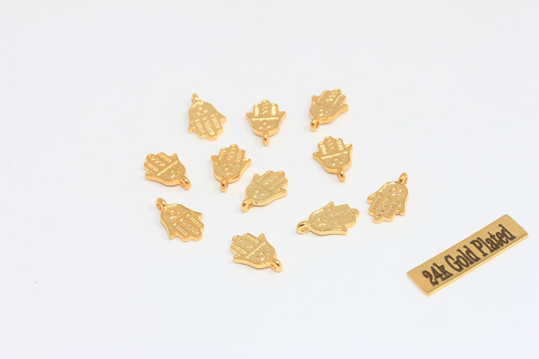 8,5x13mm 24k Shiny Gold Hamsa Charms, Gold Hamsa  MLS951