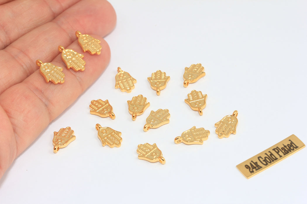 8,5x13mm 24k Shiny Gold Hamsa Charms, Gold Hamsa  MLS951