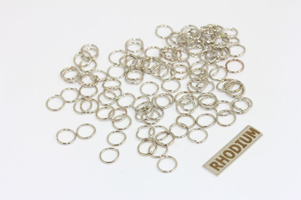 20 Ga 7mm Rhodium Plated Jump Rings, Silver Plated Open BRT432