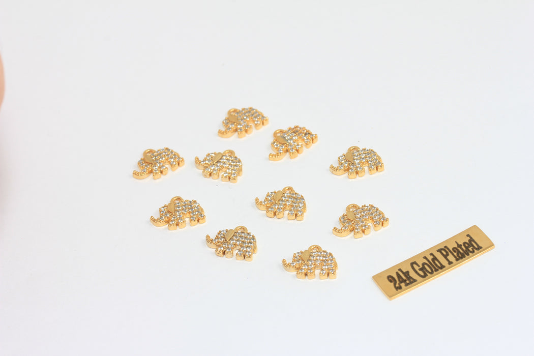 8x11mm 24 Ayar Parlak Altın Tılsımlar, Fil Tılsımı, Mikro MLS204