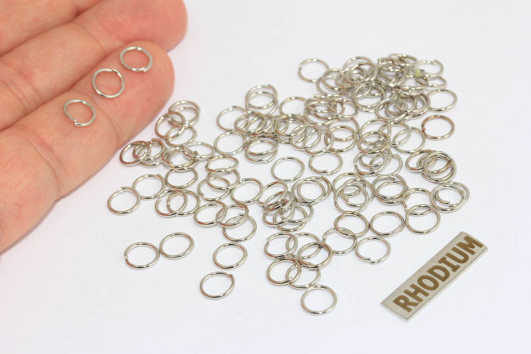 20 Ga 7mm Rhodium Plated Jump Rings, Silver Plated Open BRT432