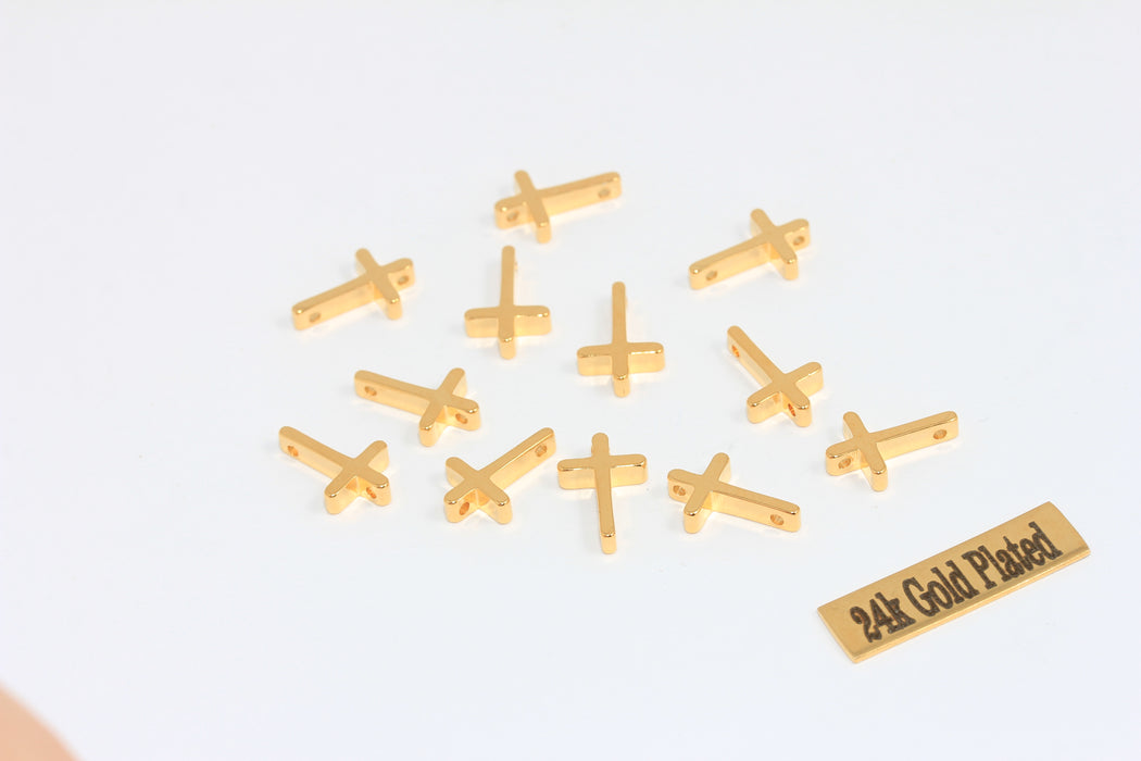 8x13mm 24k Shiny Gold Cross Pendant, Cross Necklace  MLS443