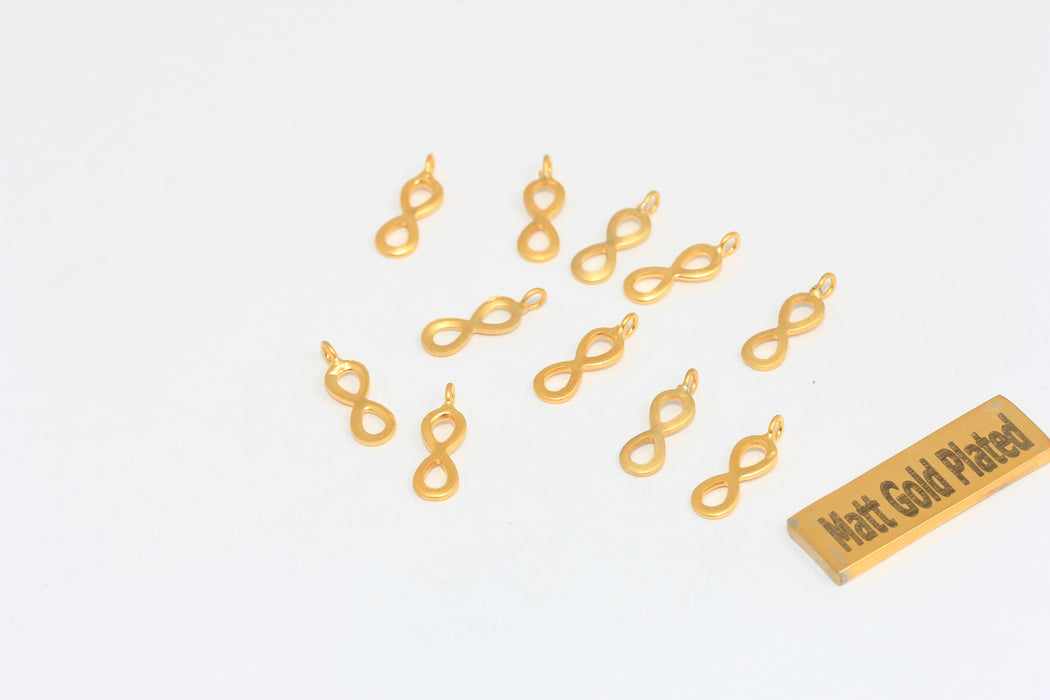 5x10mm 24K Matt Gold Infinity Charm, Infinity Pendant, Matt BRT409