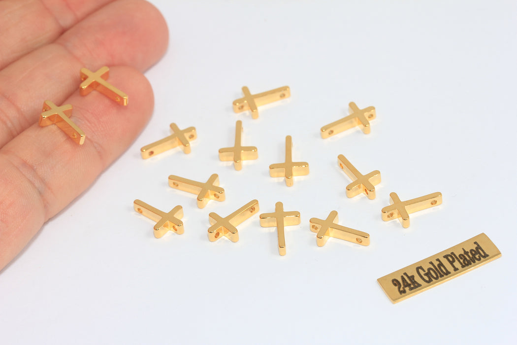 8x13mm 24k Shiny Gold Cross Pendant, Cross Necklace  MLS443