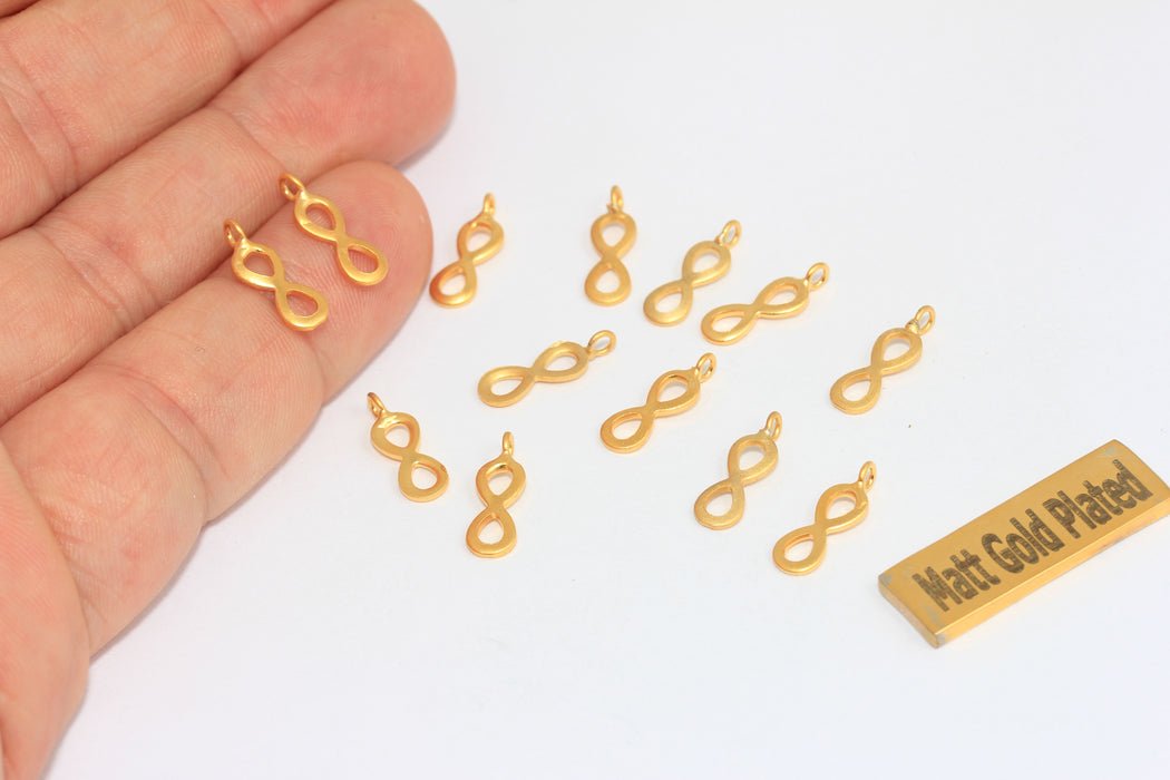 5x10mm 24K Matt Gold Infinity Charm, Infinity Pendant, Matt BRT409