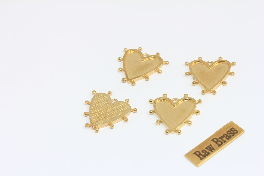21 mm Ham Pirinç Kalp Takılar, Aşk Kolyesi, Ham MLS819