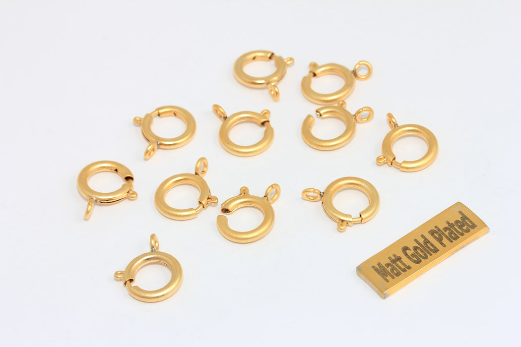 12mm 24k Matt Gold Spring Clasp, Round Gold Clasp, Spring  BRT422