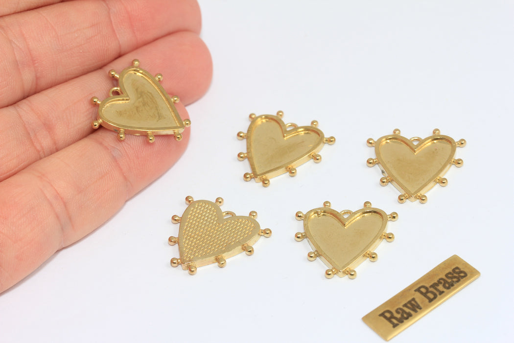 21 mm Ham Pirinç Kalp Takılar, Aşk Kolyesi, Ham MLS819