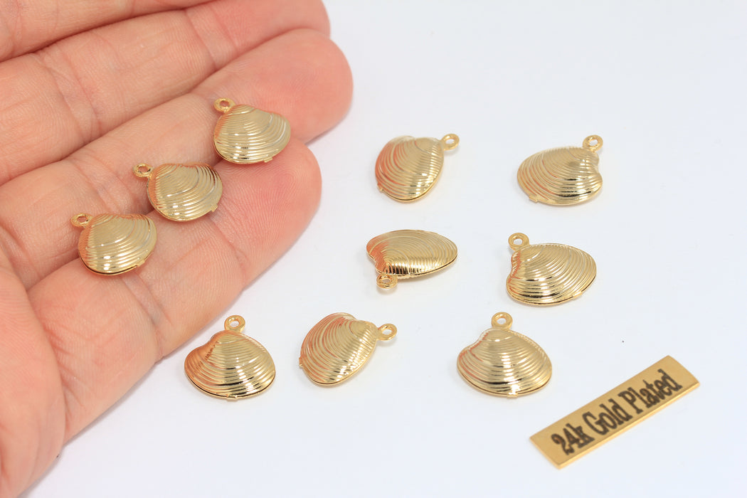 14 mm 24 ayar Parlak Altın Deniz Kabuğu Tılsımı, Deniz Kabuğu Tılsımı, Altın MLS717