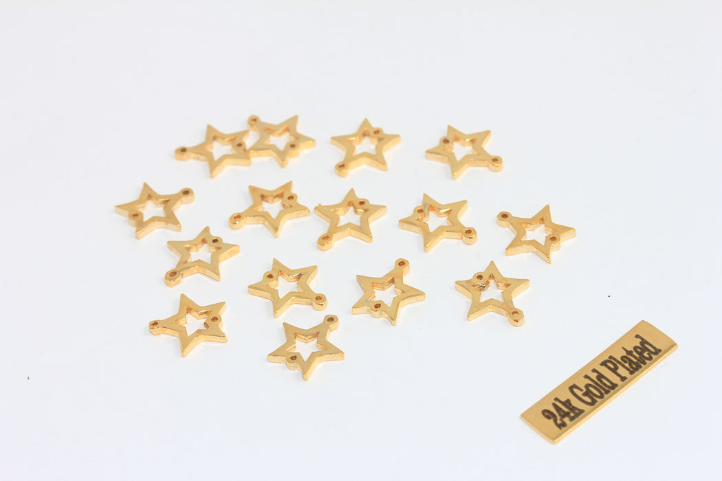 Ciondoli a forma di stella in oro lucido 24k da 11x12 mm, collana a forma di stella, stella MLS433