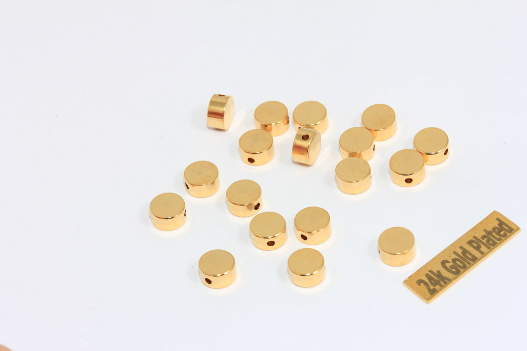 Parlak Altın Yuvarlak Madeni Paralar, 7x3,25 mm, Düz Yuvarlak Boncuklar, BRT343