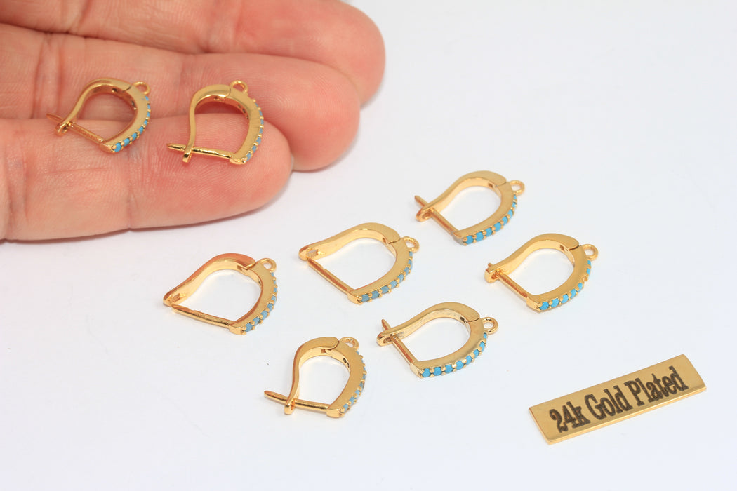 13x18mm 24 Ayar Parlak Altın Mikro Döşeme Küpeler, Huggie, Altın MLS631