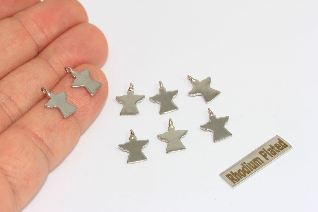10x13mm Rhodium Plated Angel Charm, Tiny Angel Charm, Angel Jewelry, BRT261
